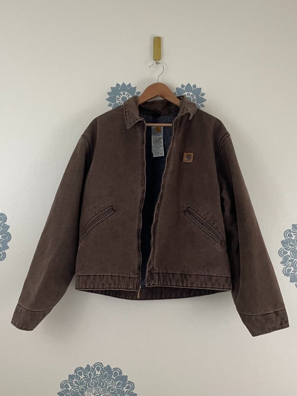 Vintage Carhartt Detroit 90's Blanket Lined Jacket J146 Brown Size Large